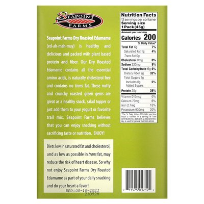 Seapoint Farms, sucha pieczona edamame, Wasabi, 12 opakowań, 1,58 uncji (45 g) Seapoint Farms, sucha pieczona edamame, Wasabi, 12 opakowań, 1,58 uncji (45 g)