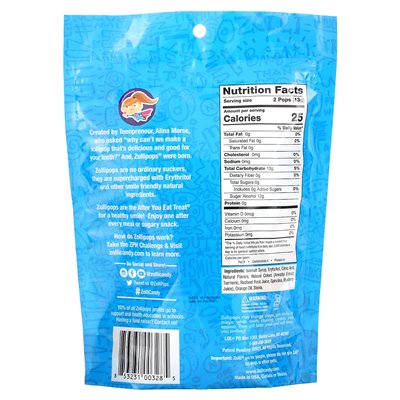 Zolllipops, Clean Teeth, Fruit Flavors, Approx. 23-25 ​​Pops, 5.2 Ounces