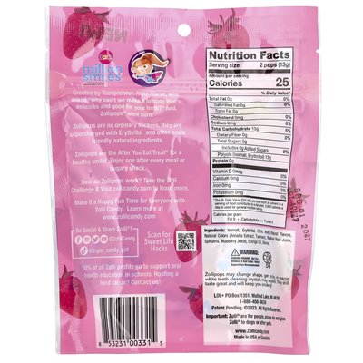Zollipops, Suckers, Strawberry, 3,1 uncji (88 g) Zollipops, Suckers, Strawberry, 3,1 uncji (88 g)