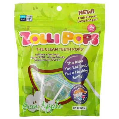 Zollipops, Clean Teeth, Green Apple, 3.1 Ounce