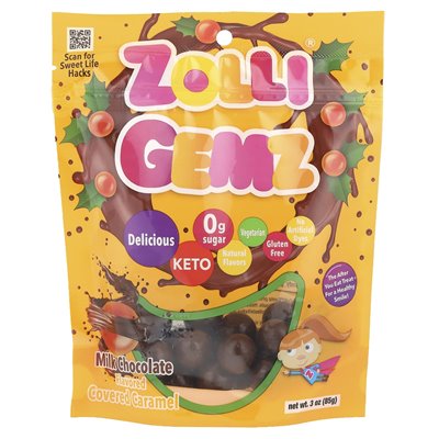 Zollipops, Zolli Gemz®, karmel pokryty z czekoladą mleczną, 3 uncje (85 g)