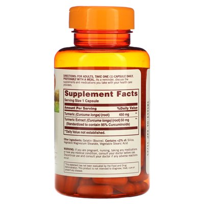 Sundown Naturals, kurkuma, 500 mg, 90 kapsułek