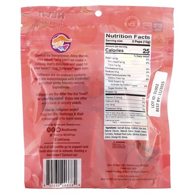 Zollipops, Clean Teeth, Cherry, 3.1 oz