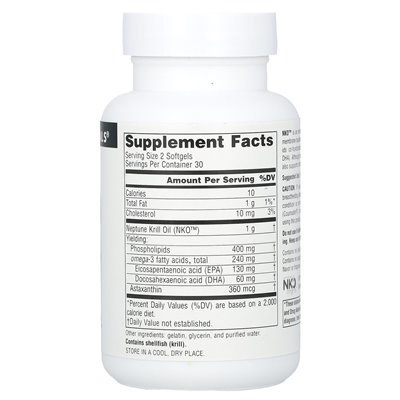 Źródło Naturals, NKO, 500 mg, 60 miękkich