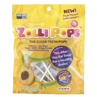 Zollipops, Clean Teeth, Peach, 3.1 oz
