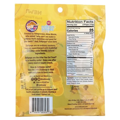 Zollipops, Saubere Zähne, Pfirsich, 3,1 oz