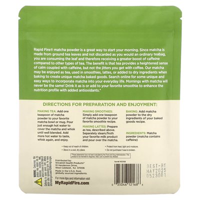Rapidfire, Matcha-Tee, japanischer Grüntee, 2,12 oz (60 g) Rapidfire, Matcha-Tee, japanischer Grüntee, 2,12 oz (60 g)