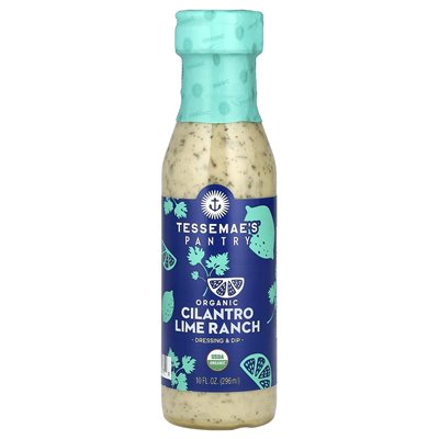 Tessemae's, spiżarnia, opatrunek organiczny i dip, kolendra limonki, 10 fl oz (296 ml)