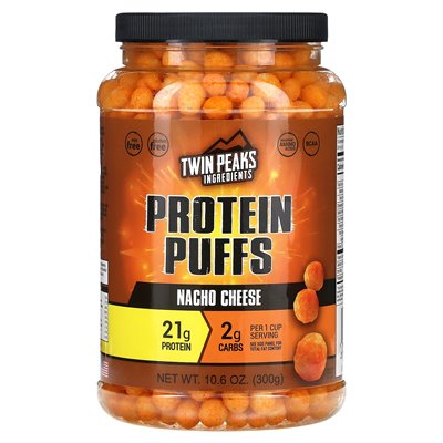 Twin Peaks, Protein Puffs, Nacho Cheese, 10.6 oz (300 g) Twin Peaks, Protein Puffs, Nacho Cheese, 10.6 oz (300 g)