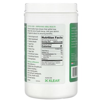 Xlear, Spry, chewing gum, natural spear, sugar-free, 550 pieces