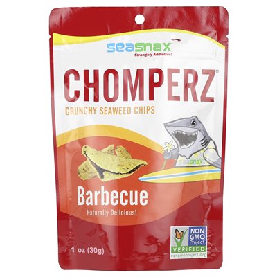 Seasnax, Chomperz, chrupiące chipsy z wodorostów, grilla, 1 uncja (30 g) Seasnax, Chomperz, chrupiące chipsy z wodorostów, grilla, 1 uncja (30 g)
