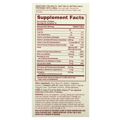 Sundown Naturals, multiwitamina plus 24 -godzinna podparcie immunologiczne, 60 miękkich