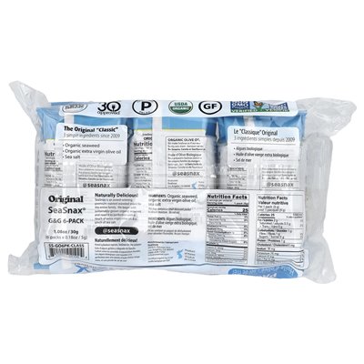 Seasnax, organiczne wodorosty, oliwa z oliwek z pierwszego tłoczenia i sól morska, 6 paczek, 0,18 uncji (5 g) Seasnax, organiczne wodorosty, oliwa z oliwek z pierwszego tłoczenia i sól morska, 6 paczek, 0,18 uncji (5 g)
