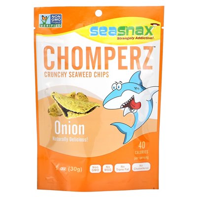 Seasnax, Chomperz, chrupiące chipsy wodorostów, cebula, 1 uncja (30 g)