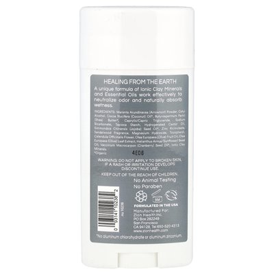 Zion Health, Men, Claydry Deodorant, Sandalwood, 2,8 uncji (80 g)