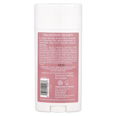 Zion Health, Bold, Claydry Deodorant, Bergamot Rose, 2,8 uncji (80 g)