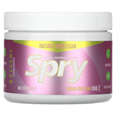 Xlear, Spry, Kaugummi, Natural Bubblebum, zuckerfrei, 100 Stück