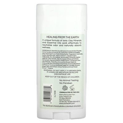Zion Health, Claydry Deodorant, Bold, Fragrance Free, 2,8 uncji (80 g)