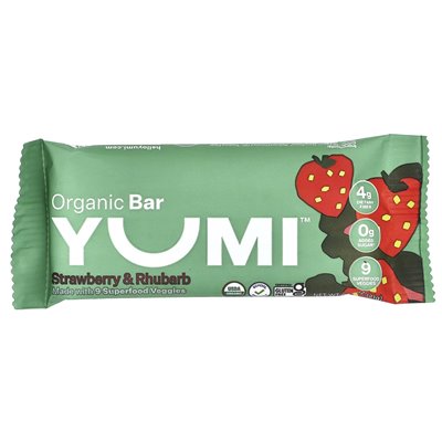 Yumi, organiczny bar, maluch, truskawki i rabarbar, 5 barów, 0,74 uncji (21 g)