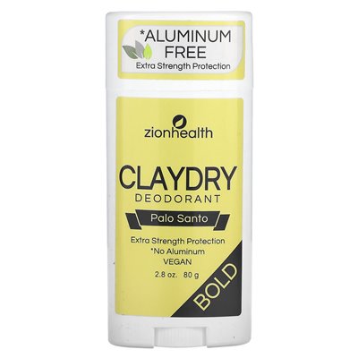 Zion Health, Claydry Deodorant, Bold, Palo Santo, 2,8 uncji (80 g)