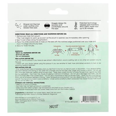 Steam Base, Dampf-Augenmaske, Bright Citrus, 1 Augenmaske