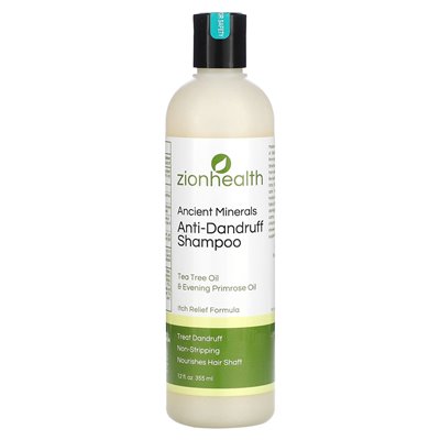 Zion Health, Starożytne Minerały, szampon przeciw szampanie, olej z drzewa herbacianego i wieczorny olej primrose, 12 fl oz (355 Zion Health, Starożytne Minerały, szampon przeciw szampanie, olej z drzewa herbacianego i wieczorny olej primrose, 12 fl oz (355