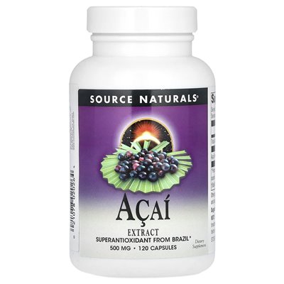 Źródło Naturals, ekstrakt z Acai, 500 mg, 120 kapsułek (250 mg na kapsułkę) Źródło Naturals, ekstrakt z Acai, 500 mg, 120 kapsułek (250 mg na kapsułkę)