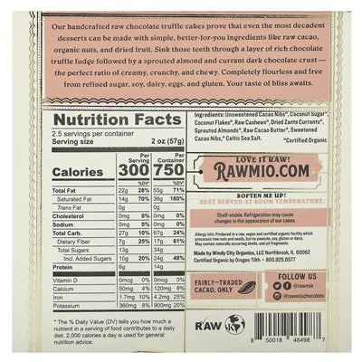 Rawmio, Organic Raw Chocolate Mini Truffle Cake, 5 uncji (142 g) Rawmio, Organic Raw Chocolate Mini Truffle Cake, 5 uncji (142 g)