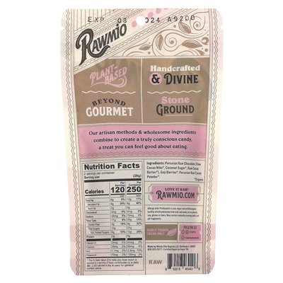 Rawmio, czekoladowe jagody goji, 70% ciemnej surowej czekolady, 2 uncje (56,7 g)