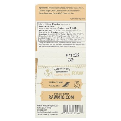 Rawmio, Stone Ground Raw Chocolate, Caramel Coconut & Cashew, 2.12 oz (60 g)