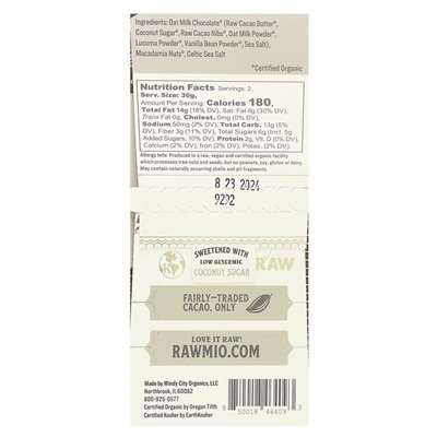 Rawmio, Macadamia Sea Salt Bark, 2.12 oz (60 g)