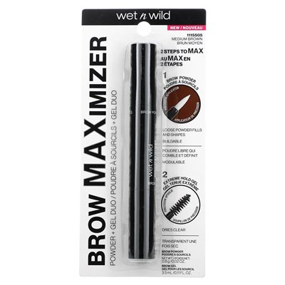 Wet n Wild, Brow Maximizer, Puder + Gel-Duo, 1115505 Mittelbraun, 1 Stück