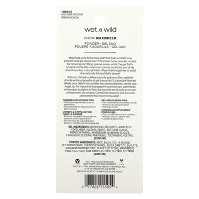Wet n Wild, Brow Maximizer, Puder + Gel-Duo, 1115505 Mittelbraun, 1 Stück