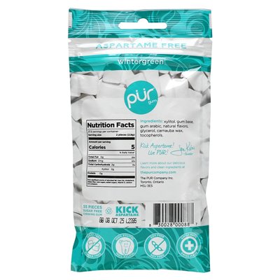 The Pur Company, Guma do żucia, Wintergreen, 55 sztuk, 2,72 uncji (77 g)