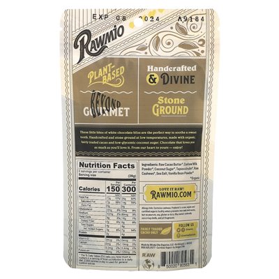 Rawmio, White Chocolate Hearts, 40% raw cocoa, 2 oz (56.7 g)