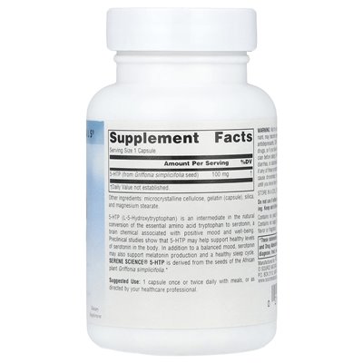 Źródło Naturals, Serene Science®, 5-HTP, 100 mg, 60 kapsułek