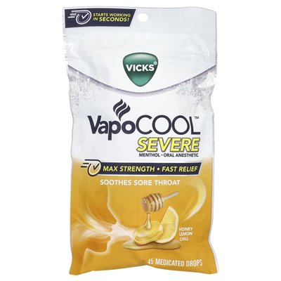 Vicks, VapoCool, Ciężki, Miodowo-Cytrynowy Chłód, 45 leczniczych kropli Vicks, VapoCool, Ciężki, Miodowo-Cytrynowy Chłód, 45 leczniczych kropli