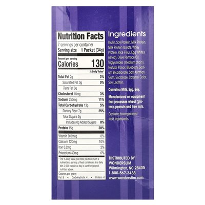 Wonderslim, protein cup, berry, 7 packs, 34 g each