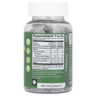 Yumvs, żelazo z witaminowymi gummami C, winogrona, 60 gumzy Yumvs, żelazo z witaminowymi gummami C, winogrona, 60 gumzy