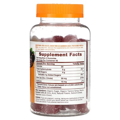 Sundown Naturals, Cync Gummi, wysoka potencja, bziarzarka, 30 mg, 90 gumm (15 mg na gumę)