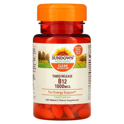 Sundown Naturals, Time Release Witamina B12, 1000 mcg, 120 tabletek