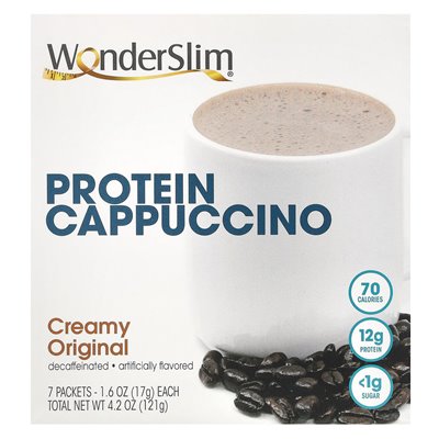 Wonderslim, Protein-Cappuccino, Creamy Original, 7 Packungen, je 1,6 oz (17 g)