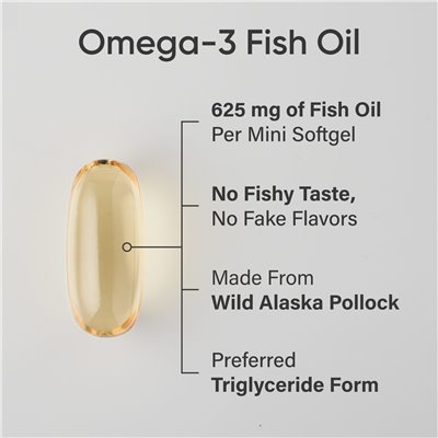 Badania sportowe, olej rybny Omega-3, mini żele, 120 softgels