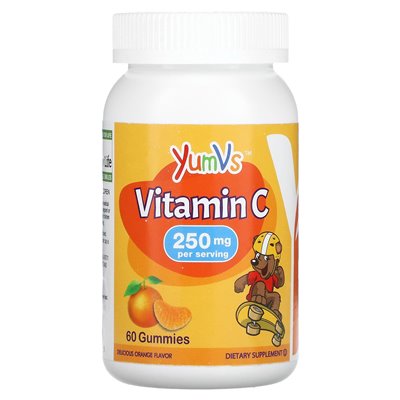 Yumvs, dzieci, witamina C, pyszna pomarańcza, 250 mg, 60 gumzy