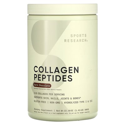 Badania sportowe, peptydy kolagenowe, ciemna czekolada, 1,41 funta (640 g)