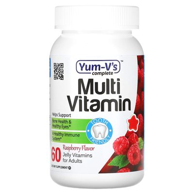 YUMVS, Multi witamina dla dorosłych, malina, 60 galaretek witamin