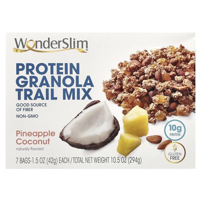 Wonderslim, białko Granola Trail Mix, Kokos ananasowy, 7 worków, 1,5 uncji (42 g)