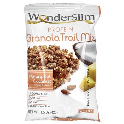 Wonderslim, białko Granola Trail Mix, Kokos ananasowy, 7 worków, 1,5 uncji (42 g)