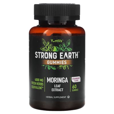 Yumvs, mocne gumie ziemskie, ekstrakt z liści moringa, truskawka, 4000 mg, 60 gummy (2000 mg na gumę) Yumvs, mocne gumie ziemskie, ekstrakt z liści moringa, truskawka, 4000 mg, 60 gummy (2000 mg na gumę)