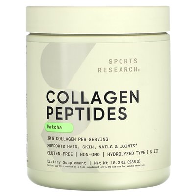 Badania sportowe, kolagen peptydy, matcha, 10,2 uncji (288 g)